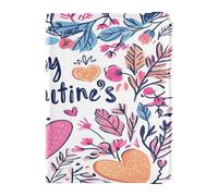 Leather Passport Holder Cover Ultra Slim Passport Wallet for Family Vacation Badge ID Vaccine Card Holder Wallet Travel Essentials Valentines Day Floral Leaves Love Heart Happy Valentine's Day,