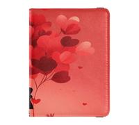 Leather Passport Holder Cover Wallet Lightweight Passport Cover for Women and Men Badge ID Vaccine Card Holder Wallet Travel Essentials Red Love You Plant Valentine's Day, Red Love You Plant