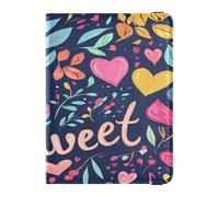 Leather Passport Holder Cover Wallet Lightweight Wallet Combo for Women and Men Document Organizer Holder Accessories Travel Essentials Valentines Day Floral Leaves Love Hearts Sweet, Valentines Day