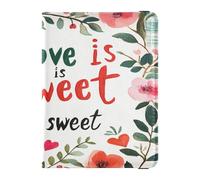 Leather Passport Holder Cover Wallet Ultra Slim Passport Cover for Family Vacation Badge ID Vaccine Card Holder Wallet Travel Essentials Valentines Day Florals Love Heart Gnome Love Is Sweet,