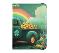 Leather Passport Holder Cover Wallet Ultra Slim Passport Cover for Women Girl Badge ID Vaccine Card Holder Wallet Travel Essentials St.Patrick's Truck, St.Patrick's truck, One Size, Casual