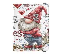 Leather Passport Holder Cover Wallet Waterproof Card Holder Passport Case for Women Girl Badge ID Vaccine Card Holder Wallet Travel Valentines Day Florals Love Heart Gnome Hugs Kisses, Valentines Day