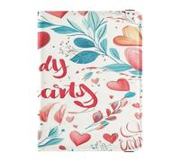 Leather Passport Holder Cover Wallet Waterproof Card Holder Passport Case for Women Men Document Organizer Holder Accessories Travel Essentials Valentines Day Floral Leaves Red Love Heart Candy