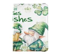 Leather Passport Holder Cover Wallet Waterproof Passport Cover for Family Vacation Badge ID Vaccine Card Holder Wallet Travel St.Patrick's Gnome Kisses Wishes, St.Patrick's gnome kisses wishes, One