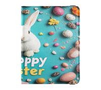 Leather Passport Holder Cover Waterproof Card Holder Passport Case for Women Girl Cute Passport Book Travel Essentials Happy Easter Bunny Carrots Candy Rabbit Ears, Happy Easter Bunny Carrots Candy