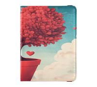 Leather Passport Holder Cover Waterproof Passport Cover for Women Girl Cute Passport Book Travel Essentials Red Love You Plant Valentine's Day, Red Love You Plant Valentine's Day, One Size, Casual