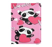 Leather Passport Holder Cover Waterproof Wallet Combo for Family Vacation Cute Passport Book Travel Essentials Panda Heart Valentine Pink, Multi, One Size, Casual