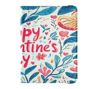 Leather Passport Holder Cover Waterproof Wallet Combo for Women and Men Document Organizer Holder Accessories Travel Valentines Day Floral Leaves Heart Branch Happy Valentine's Day, Valentines Day