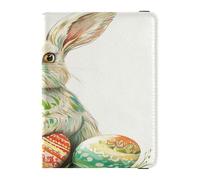 Leather Passport Holder Covers Case Ultra Slim Wallet Combo for Women Men Cute Passport Book Travel Essentials Rabbit Bunny Eggs Easter, Rabbit Bunny Eggs Easter, One Size, Casual