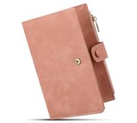 Leather Passport Holder for Travel, RFID Passport Wallet with Zipper Pocket, Passport Covers with Pen Holder, Travel Wallets Essentials Aesthetic Cute Passport Sleeve for Women Men, Pink, Mini,Small