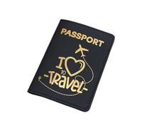 Leather Passport Holder RFID Blocking Leather Card Case Travel Accessories for Women Men for Mr and Mrs Gift (Pink, White, Black), Black, Gift for Travel Lovers