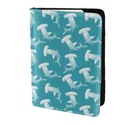 Leather Passport Holder Travel Women Men - Slim Blue Hammerhead Shark Passport Wallet Cover Case, Travel Document Holder Holds, Document, Cards, Tickets, Id for Airport Essentials 5.5 Inch