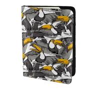 Leather Passport Holder Travel Women Men - Slim Cartoon Funny Toucan Bird Plant Passport Wallet Cover Case, Travel Document Holder Holds, Document, Cards, Tickets, Id for Airport Essentials 5.5 Inch