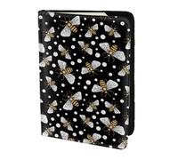 Leather Passport Holder Travel Women Men - Slim Honey Bees At Night Passport Wallet Cover Case, Travel Document Holder Holds, Document, Cards, Tickets, Id for Airport Essentials 5.5 Inch