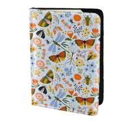 Leather Passport Holder Travel Women Men - Slim Insects And Flowers Passport Wallet Cover Case, Travel Document Holder Holds, Document, Cards, Tickets, Id for Airport Essentials 5.5 Inch