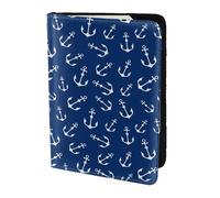 Leather Passport Holder Travel Women Men - Slim Nautical Anchors Passport Wallet Cover Case, Travel Document Holder Holds, Document, Cards, Tickets, Id for Airport Essentials 5.5 Inch