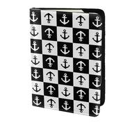 Leather Passport Holder Travel Women Men - Slim Nautical Anchors1 Passport Wallet Cover Case, Travel Document Holder Holds, Document, Cards, Tickets, Id for Airport Essentials 5.5 Inch