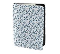 Leather Passport Holder Travel Women Men - Slim Nautical Theme Anchors Passport Wallet Cover Case, Travel Document Holder Holds, Document, Cards, Tickets, Id for Airport Essentials 5.5 Inch