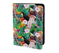 Leather Passport Holder Travel Women Men - Slim Tropical Cute Parrot Toucan Plant Passport Wallet Cover Case, Travel Document Holder Holds, Document, Cards, Tickets, Id for Airport Essentials 5.5 Inch