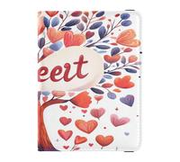 Leather Passport Holders Lightweight Passport Case for Women and Men Badge ID Vaccine Card Holder Wallet Travel Essentials Valentines Day Tree Eucalyptus Hearts Sweet, Valentines Day Tree Eucalyptus