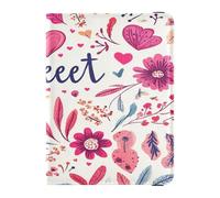 Leather Passport Holders Lightweight Passport Cover for Women Girl Badge ID Vaccine Card Holder Wallet Travel Essentials Valentines Day Floral Leaves Love Hearts Sweet, Valentines Day Floral Leaves