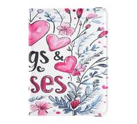 Leather Passport Holders Lightweight Passport Wallet for Women Men Family Document Organizer Holder Accessories Travel Essentials Valentines Day Florals Love Heart Hugs Kisses, Valentines Day Florals