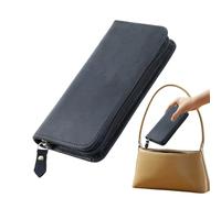 Leather Pen Case - Fountain Pen Pouch 17x8x3cm | Vintage Stationery Storage With 3 Slots, Leather Pencil Holder For Artists And Travel, Work School, Frame Made, Black, Se référer au descriptif