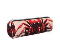 Leather Pen Case with Zipper - Aesthetic Pen Holder Cute little red spider Pencil Case for Women & Men - Handcrafted Pencil Bag Multi-Functional Travel Cosmetic Case for Work Office Tool Pouch