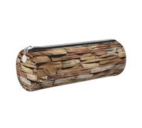Leather Pen Case with Zipper - Aesthetic Pen Holder Rustic Rocks Brick Wall Pencil Case for Women & Men - Handcrafted Pencil Bag Multi-Functional Travel Cosmetic Case for Work Office Tool Pouch