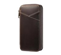 Leather Pen Holder 5 Slots Zipper Portable Vintage Large, coffee, Consulte la descripción, See description