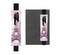 Leather Pen Holder Bookmark for Notebook Deco,Cherry-Surrounded Tower Print Book Mark Elastic Pen Pouch Organizer