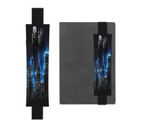 Leather Pen Holder Bookmark for Notebook Deco,Glowing City Silhouette Print Book Mark Elastic Pen Pouch Organizer