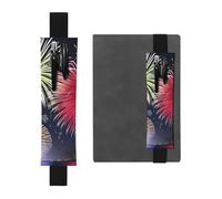 Leather Pen Holder Bookmark for Notebook Deco,Splendid Fireworks Print Book Mark Elastic Pen Pouch Organizer