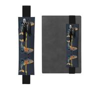 Leather Pen Holder Bookmark GGNKDL Artistic Whale Pattern for Hardcover Journals, Diaries, Planners - Adjustable Strap Band Pouch