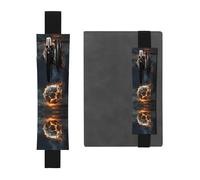 Leather Pen Holder Bookmark GGNKDL Burning Football Pattern for Hardcover Journals, Diaries, Planners - Adjustable Strap Band Pouch