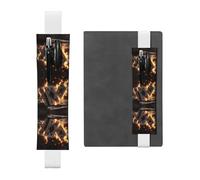Leather Pen Holder Bookmark GGNKDL Burning Playing Cards Pattern for Hardcover Journals, Diaries, Planners - Adjustable Strap Band Pouch