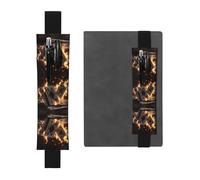 Leather Pen Holder Bookmark GGNKDL Burning Playing Cards Pattern for Hardcover Journals, Diaries, Planners - Adjustable Strap Band Pouch