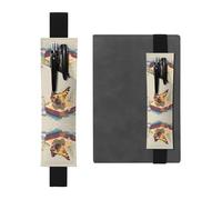 Leather Pen Holder Bookmark GGNKDL Butterfly on Bread Pattern for Hardcover Journals, Diaries, Planners - Adjustable Strap Band Pouch