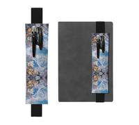 Leather Pen Holder Bookmark GGNKDL Flowers on Snowy Mountains Pattern for Hardcover Journals, Diaries, Planners - Adjustable Strap Band Pouch