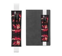 Leather Pen Holder Bookmark GGNKDL Fox in The Maple Leaves Pattern for Hardcover Journals, Diaries, Planners - Adjustable Strap Band Pouch
