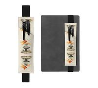 Leather Pen Holder Bookmark GGNKDL Goldfish in The Fountain Pattern for Hardcover Journals, Diaries, Planners - Adjustable Strap Band Pouch