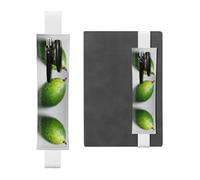 Leather Pen Holder Bookmark GGNKDL Green Mango Pattern for Hardcover Journals, Diaries, Planners - Adjustable Strap Band Pouch