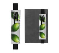 Leather Pen Holder Bookmark GGNKDL Green Mango Pattern for Hardcover Journals, Diaries, Planners - Adjustable Strap Band Pouch