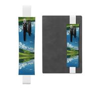 Leather Pen Holder Bookmark GGNKDL Green Space Under The Blue Sky Pattern for Hardcover Journals, Diaries, Planners - Adjustable Strap Band Pouch