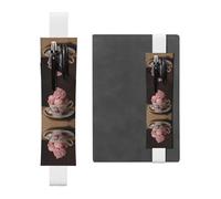 Leather Pen Holder Bookmark GGNKDL Ice Cream in a Teacup Pattern for Hardcover Journals, Diaries, Planners - Adjustable Strap Band Pouch