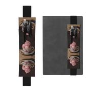 Leather Pen Holder Bookmark GGNKDL Ice Cream in a Teacup Pattern for Hardcover Journals, Diaries, Planners - Adjustable Strap Band Pouch