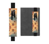 Leather Pen Holder Bookmark GGNKDL Kitten in The Wheel Pattern for Hardcover Journals, Diaries, Planners - Adjustable Strap Band Pouch