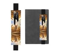 Leather Pen Holder Bookmark GGNKDL Little Mouse in The Wheat Field Pattern for Hardcover Journals, Diaries, Planners - Adjustable Strap Band Pouch