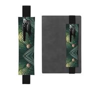 Leather Pen Holder Bookmark GGNKDL Little Sparrow on Palm Leaves Pattern for Hardcover Journals, Diaries, Planners - Adjustable Strap Band Pouch