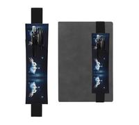 Leather Pen Holder Bookmark GGNKDL Little White Rabbit Picking Stars Pattern for Hardcover Journals, Diaries, Planners - Adjustable Strap Band Pouch